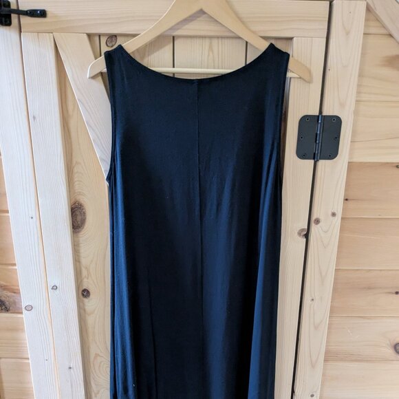 Eileen Fisher Tank Dress Medium Black Jersey Swing Sleeveless Viscose Crewneck - Picture 8 of 9